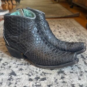 Black Reptile Handcrafted Women’s Ankle Booties